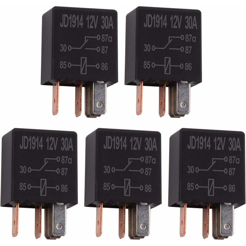 foto del prodotto snq 5 pezzi 12v 30a 5 pin rel , spdt multiuso rel standard per impieghi gravosi 5 pin 12vdc, rel per auto