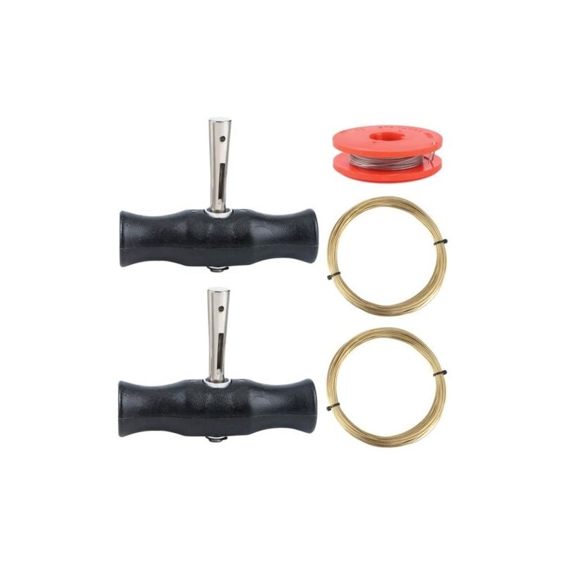 foto del prodotto snq 5 pi ces outils de d pose de pare brise universel outils pour pare brise de voiture fil de coupe de verre 3pcs fils de coupe et 2 pcs poign es