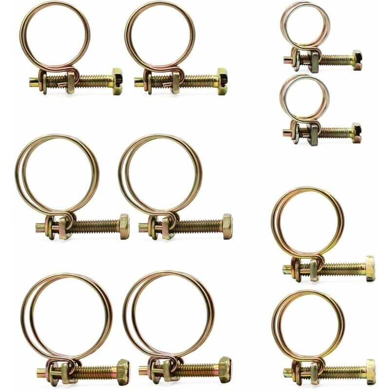 foto del prodotto snq 50 pezzi fascette stringitubo doppie fascette stringitubo regolabili fascette stringitubo in filo d acciaio kit assortimento di viti