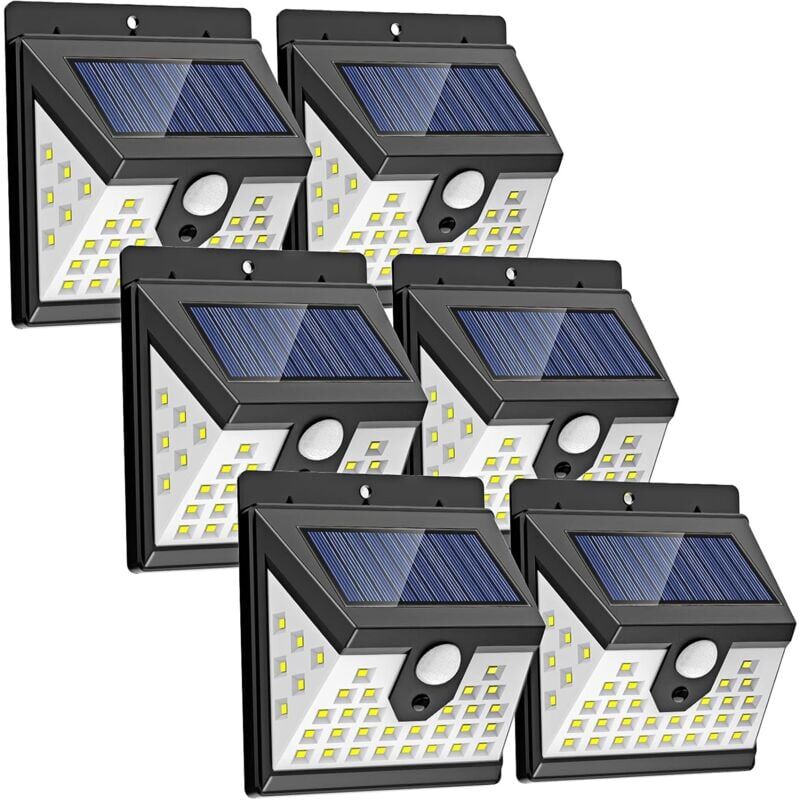 foto del prodotto snq 6 confezioni di luci solari per esterni con sensore di movimento pir, 40 luci led a energia solare con sensore di movimento, 3 modalit , luci