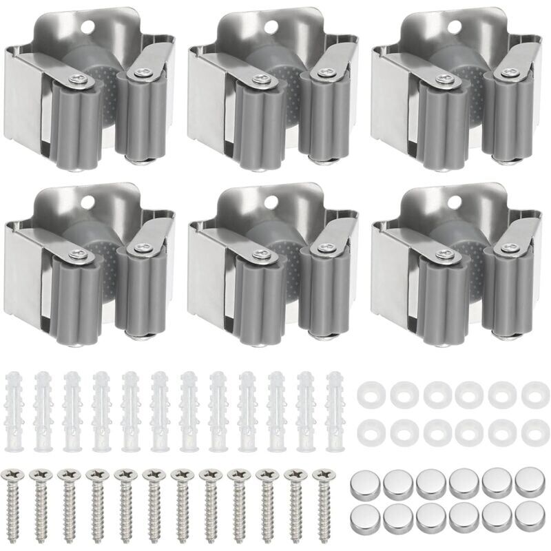 foto del prodotto snq 6 pi ces porte balai mural, porte outils mural, support de vadrouille, pour salle de bain cuisine bureau placard jardin garage