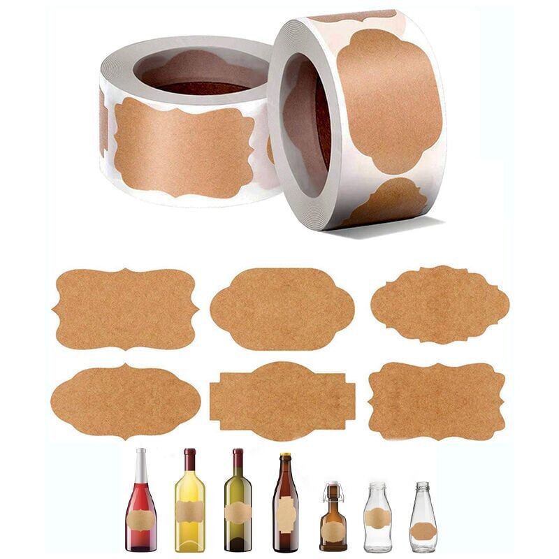 foto del prodotto snq 600 etichette adesive in carta kraft, etichette autoadesive, adesivi per ufficio e cucina, utilizzate per archivi, bottiglie di marmellata,