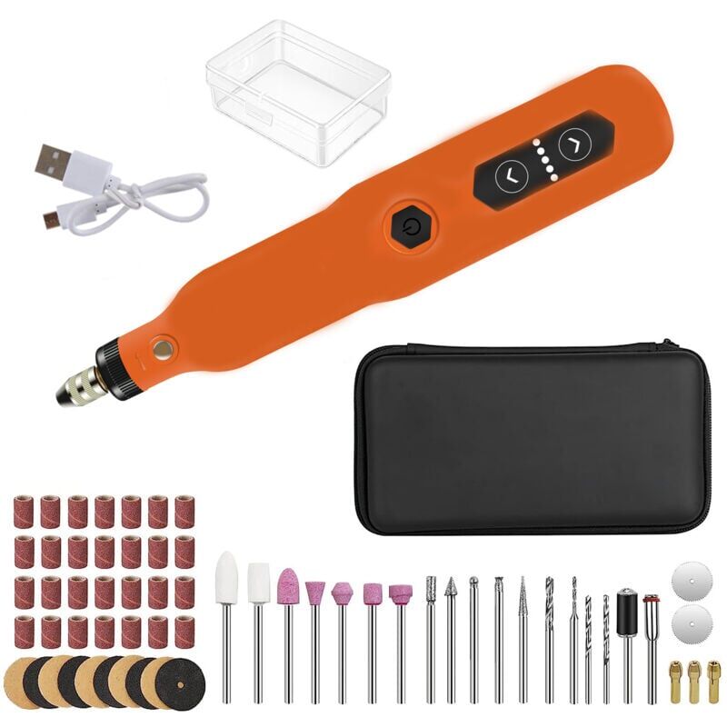 foto del prodotto snq 65 pezzi di accessori, utensile rotante multifunzione senza fili da 3,7 v, 16000 giri min max, mini trapano senza fili con luce led,