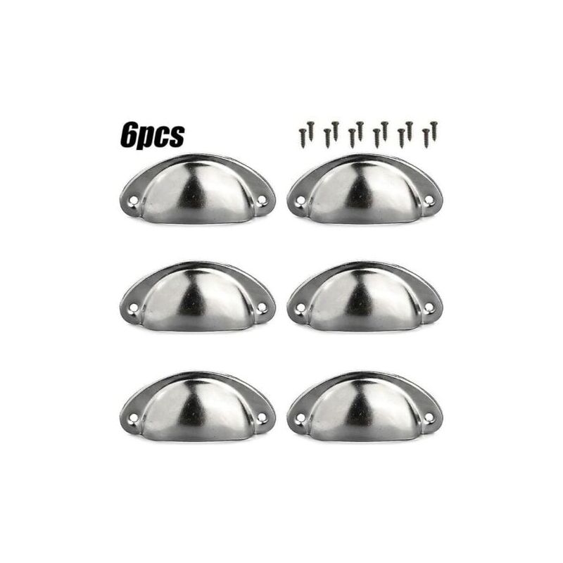 foto del prodotto snq 6pz maniglie a tazza conchiglia tirare cucina armadietto porta mobili cassetto manopole argento