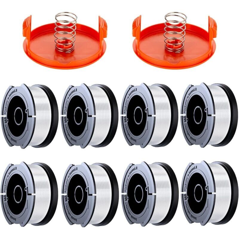 foto del prodotto snq 8 pack bobine fil coupe bordure compatible avec black et decker coupe bordures, a6481 a6485 1.65mm bobine de fil debroussailleuse 8 fil coupe