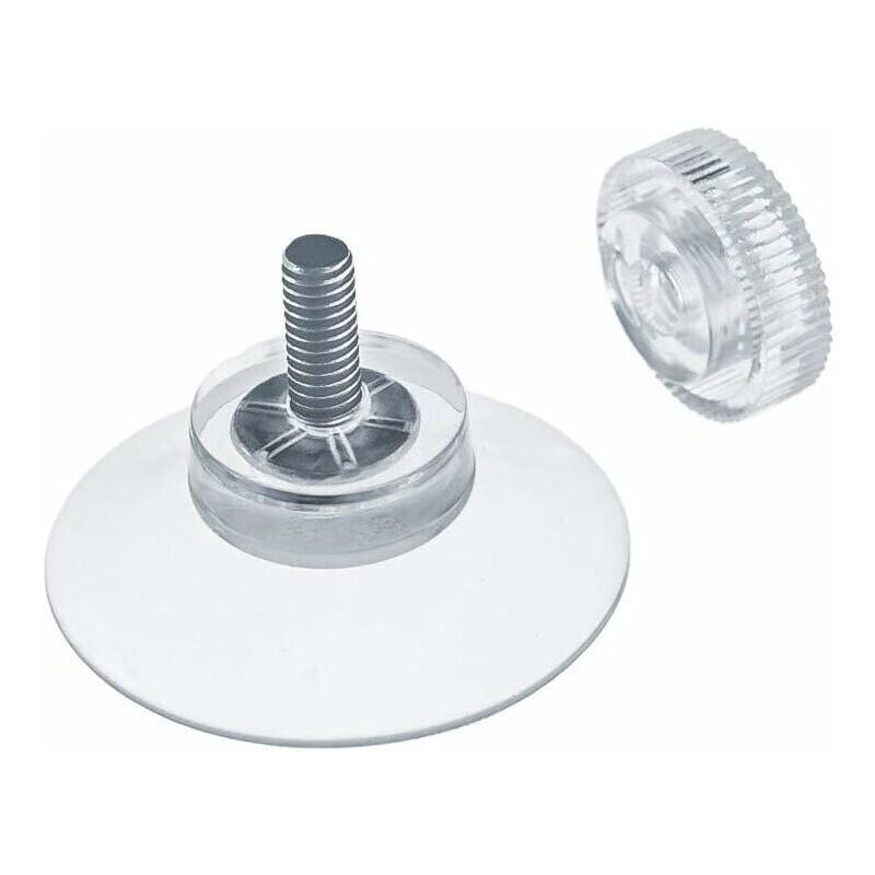 foto del prodotto snq 8 x ventose 30 mm con filettatura m4x10mm con dadi zigrinati trasparente made in germany