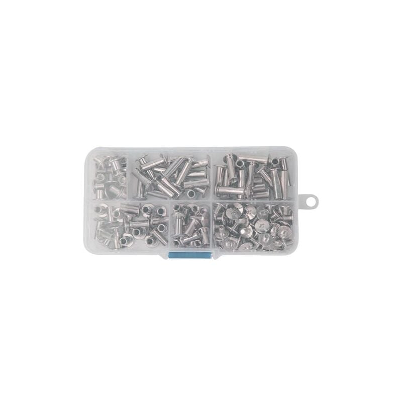 foto del prodotto snq 80 pezzi 5 misure viti di rilegatura in metallo viti chicago viti in acciaio inossidabile rivetto per decorazione artigianale in pelle fai da te