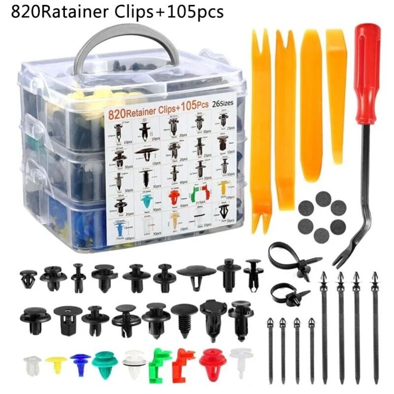 foto del prodotto snq 925 pezzi di clip per rivetti in plastica, elemento di fissaggio protettivo per rivetti in plastica, clip universali nere per auto per pannelli