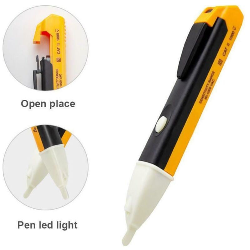 foto del prodotto snq ac voltage tester 90 1000v cat iii 3 penna rilevatore di tensione elettrica senza contatto con spia led, tester di tensione e rilevatore