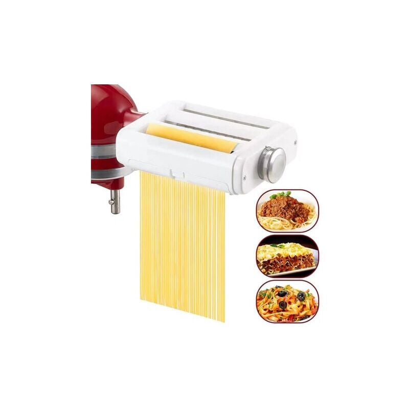 foto del prodotto snq accessoire pour machine p tes pour batteurs sur socle kitchenaid, ensemble 3 en 1 comprenant un rouleau p tes, un coupe spaghetti et un