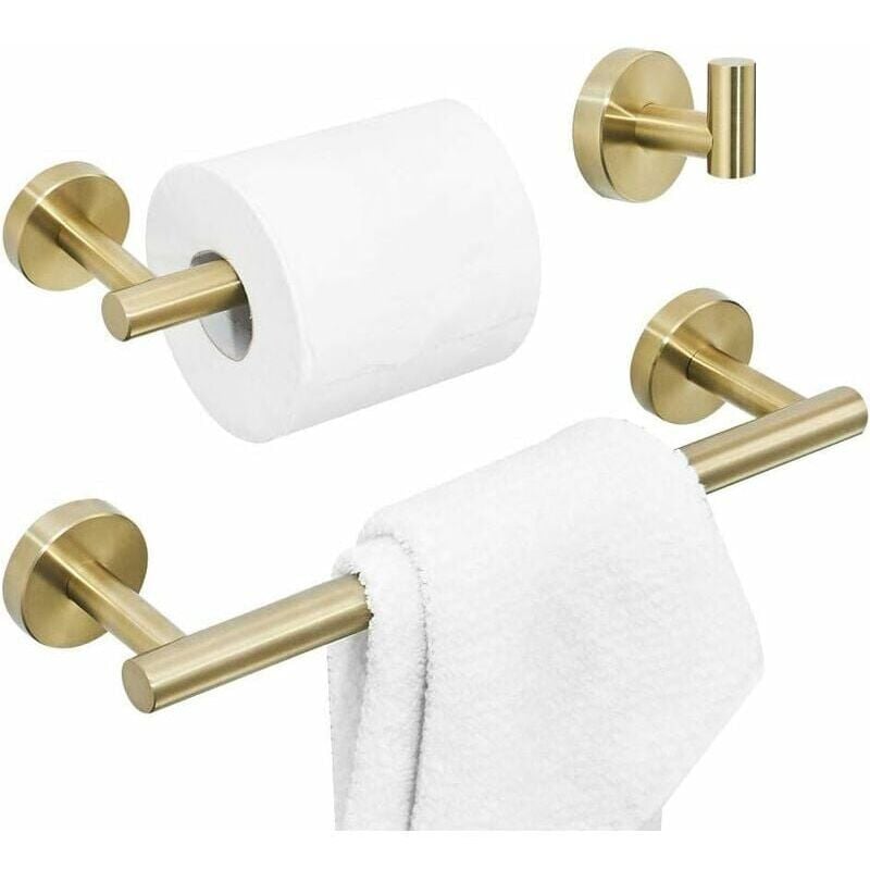 foto del prodotto snq accessoires de salle de bain bross s, ensemble de mat riel de salle de bain dor , ensemble de 3 pi ces comprenant un porte serviettes, un