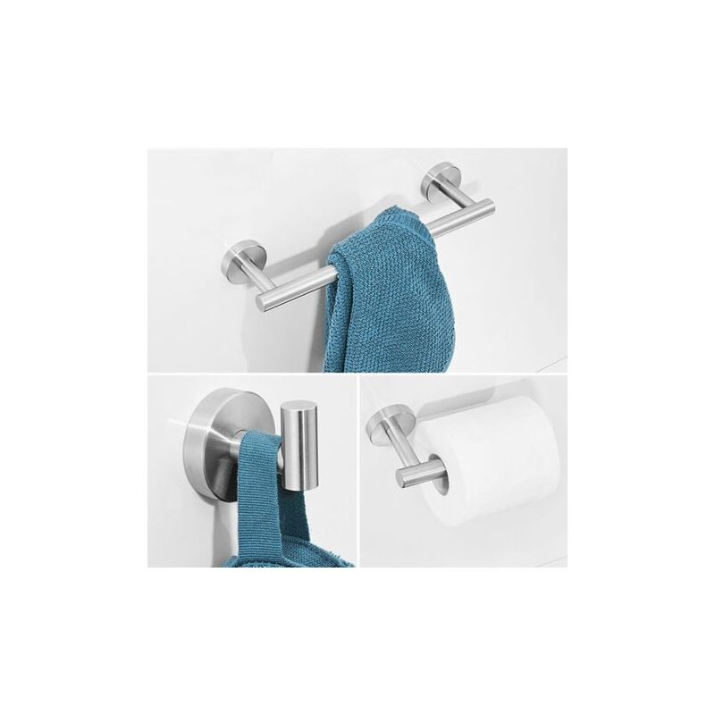 foto del prodotto snq accessoires de salle de bain, ensemble de mat riel de salle de bain argent , ensemble de 3, comprend une barre serviettes, un porte papier