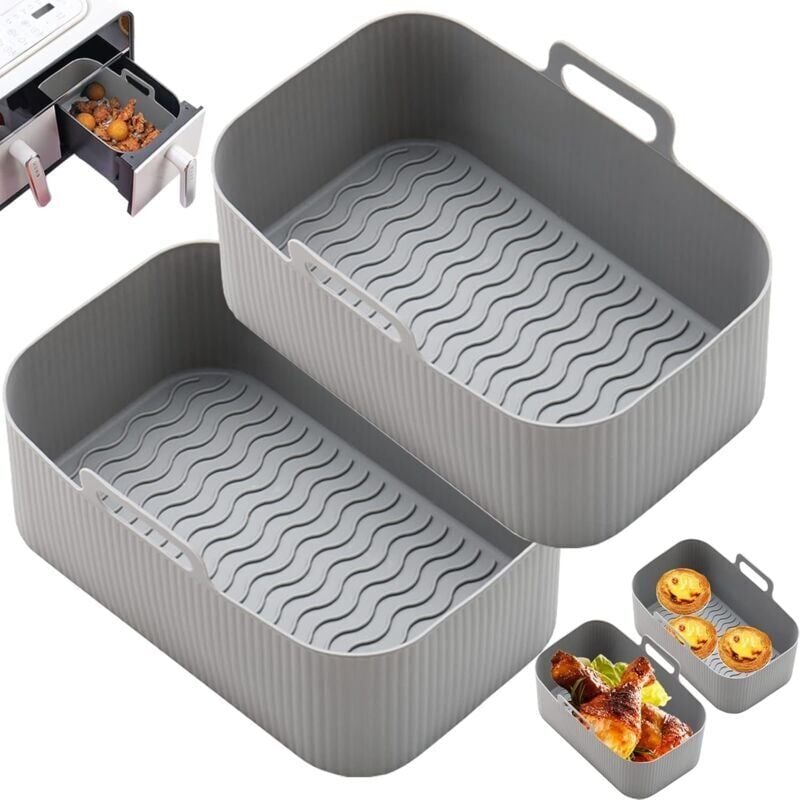 foto del prodotto snq accessori per friggitrice ad aria panier friteuse 2 pezzi moule air fryer accessori riutilizzabili per friggitrice ad aria plat pour air fryer