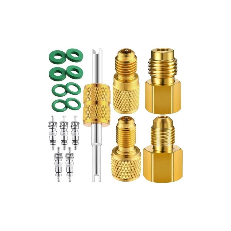 foto del prodotto snq adaptateur de r servoir de r frig rant r134a r134a en laiton 1 4 1 2 adaptateur de connexion de port de pompe vide r134a adaptateur de