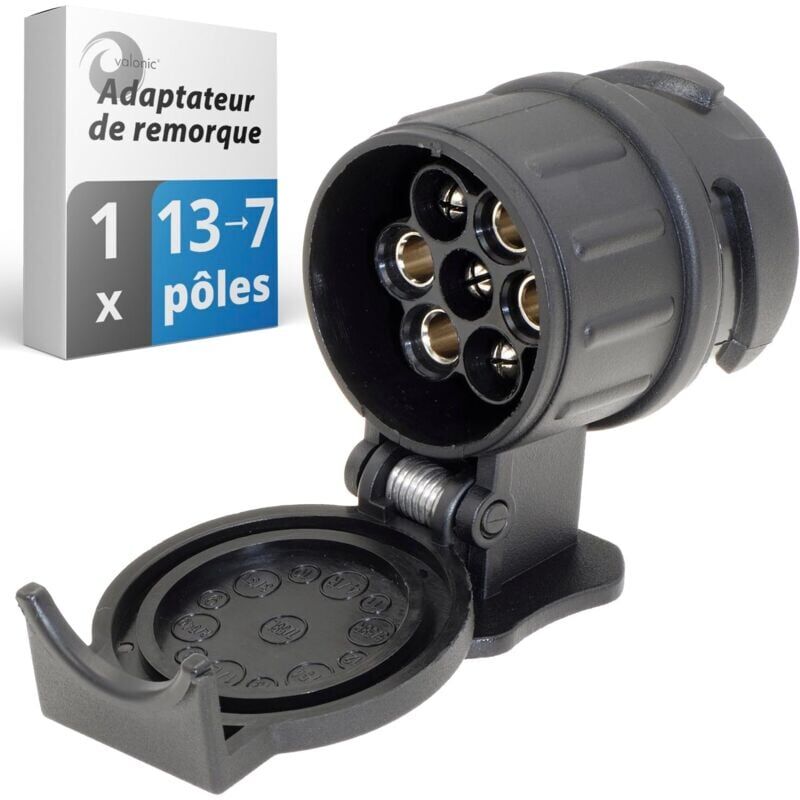 foto del prodotto snq adaptateur de remorque de 13 broches vers 7 broches noir pour voiture, remorque, attelage, caravane