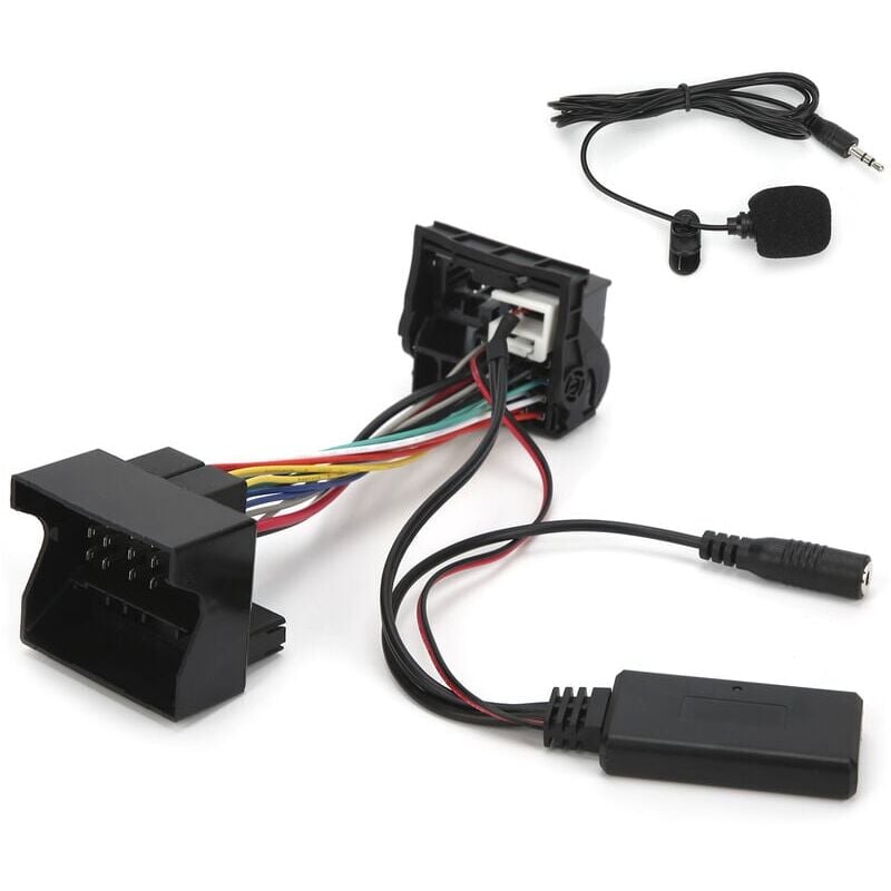 foto del prodotto snq adattatore bluetooth aux in , adattatore audio stereo con cavo bluetooth aux in dc12v a 12 pin con microfono per peugeot 207 307 407 308