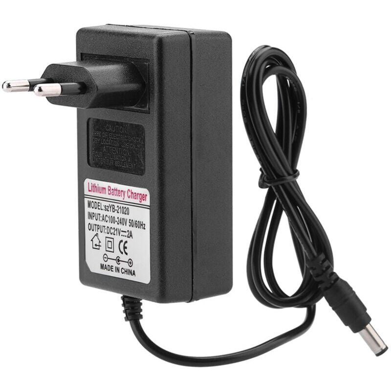 foto del prodotto snq adattatore di alimentazione di ricarica sicura ac 100 240v dc 21v 2a per batteria agli ioni di litio spina ue sostitutiva