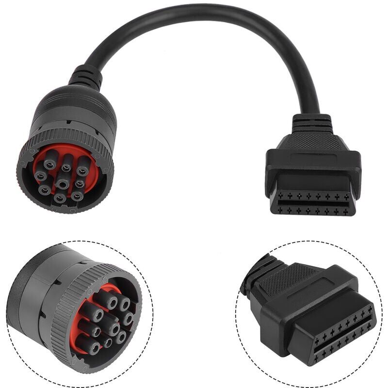 foto del prodotto snq adattatore per interfaccia diagnostica per camion, cavo adattatore obd2 a 9 pin femmina a 16 pin per strumento diagnostico automobilistico