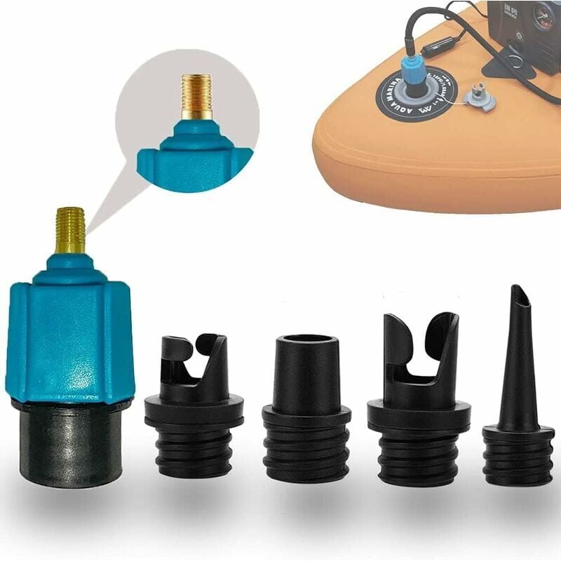 foto del prodotto snq adattatore per pompa da paddleboard, adattatore per pompa da kayak con 4 punte per valvola per kayak materasso ad aria stand up