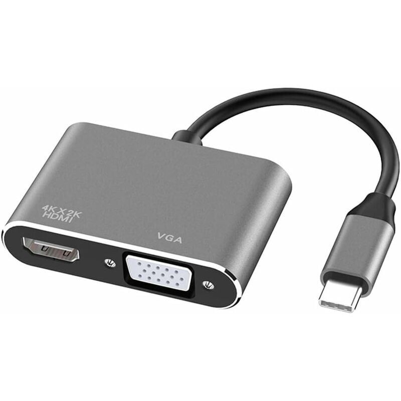 foto del prodotto snq adattatore usb c a hdmi vga, 2 in 1 tipo c a hdmi 4k, vga 1080p compatibile con macbook pro air 2020 2019, ipad pro, surface, grigio