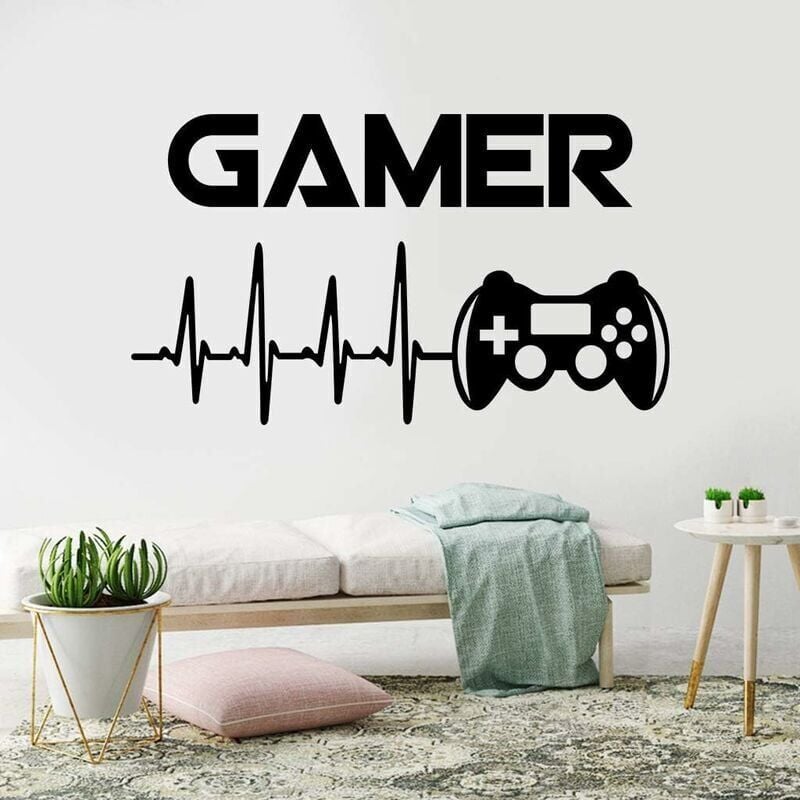 foto del prodotto snq adesivi murali per videogiochi, decorazione murale rimovibile in vinile con controller per gamepad, per cameretta dei bambini, sala giochi,