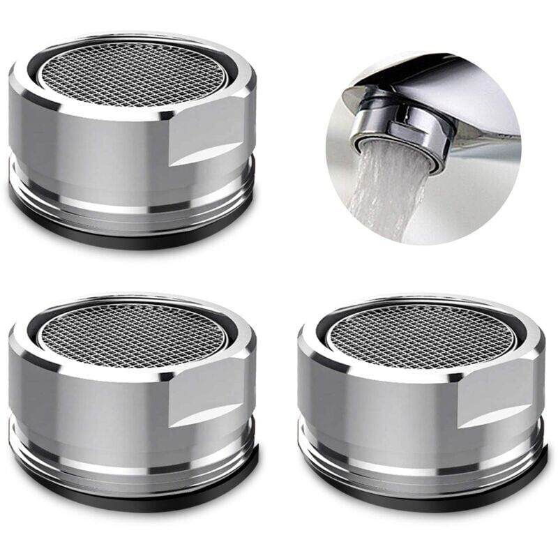 foto del prodotto snq aeratore per rubinetto da 3 pezzi, aeratore per rubinetto con filtro per rubinetto con guarnizione di tenuta per cucina, bagno argento