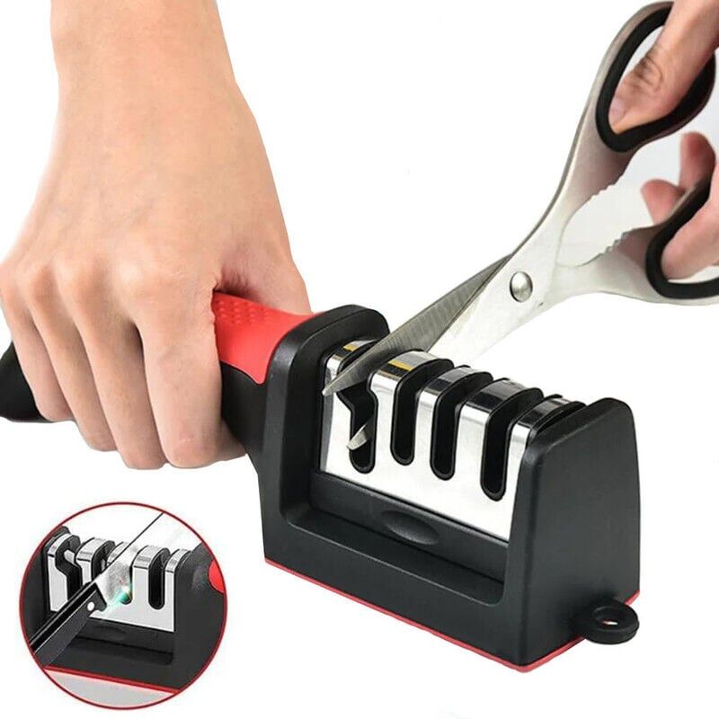 foto del prodotto snq affilacoltelli professionale, affilacoltelli da cucina 4 in 1, affilacoltelli e affilaforbici, affilacoltelli con gomma antiscivolo per