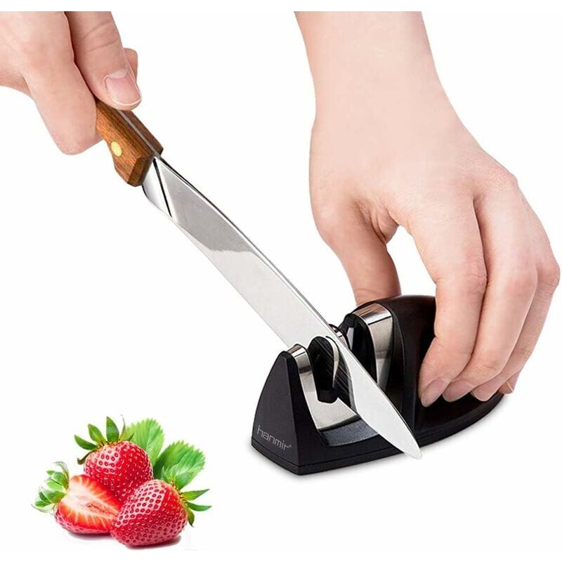 foto del prodotto snq affilacoltelli professionale da cucina 2 in 1, affilacoltelli manuale per coltelli in acciaio inox e ceramica di tutte le dimensioni, base