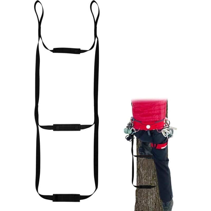 foto del prodotto snq aide l escalade de chasse en 2 tapes avec marches antid rapantes, chelle de corde d escalade d arbre de chasse portable de 43,5 pouces pour