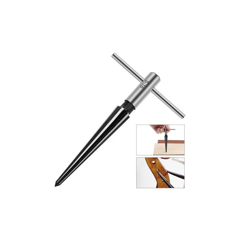 foto del prodotto snq alesatore industriale resistente e resistente, 1 set, fori per perni a ponte, alesatore manuale, impugnatura a t, conico, 6 scanalature, punta