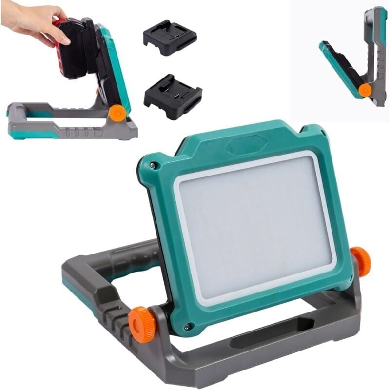 foto del prodotto snq alian pour adaptateur de batterie makita lampe de travail 18 v pour projecteur de chantier milwaukee m18 led pour batterie dewalt lampe de