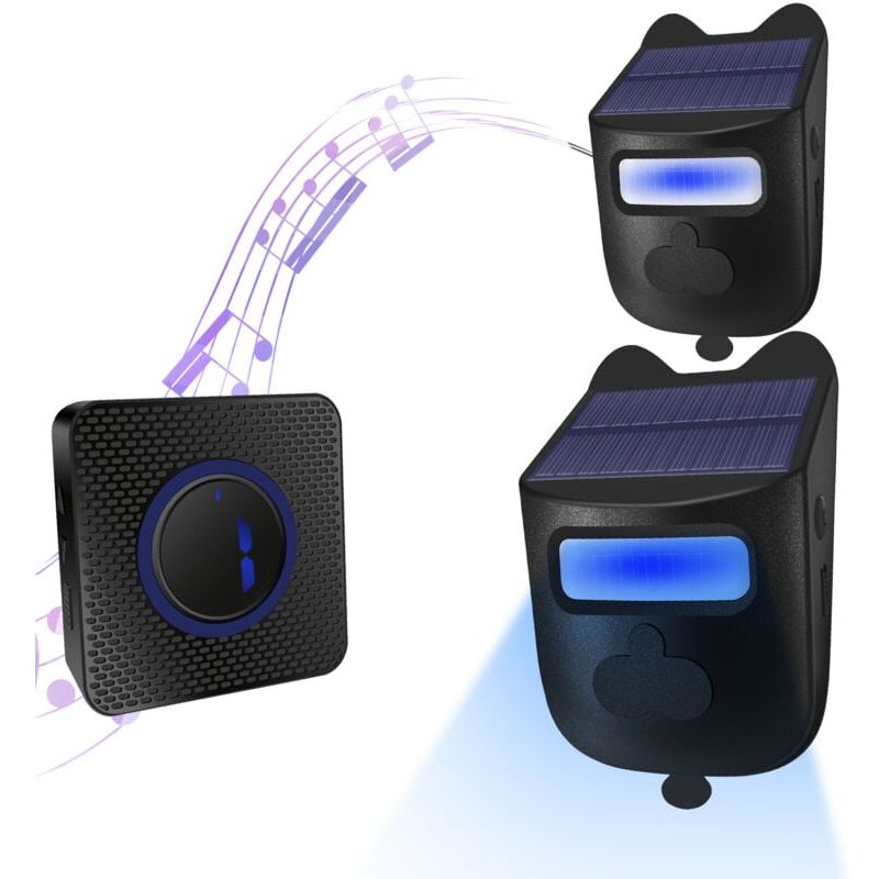 foto del prodotto snq allarme solare per vialetto , sistema di allarme di sicurezza con rilevatore di movimento esterno a lungo raggio wireless con 1 ricevitore e 2