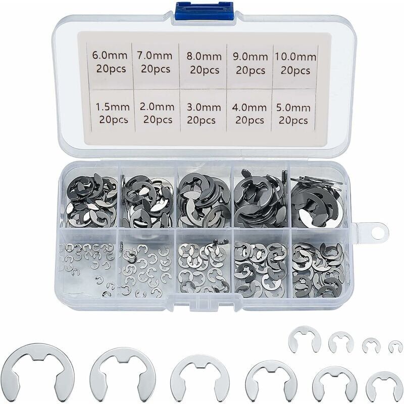 foto del prodotto snq anello di fissaggio esterno in acciaio inossidabile 304, assortimento di anelli di fissaggio esterni da 1,5 2 3 4 5 6 7 8 9 10 mm, vari usi,