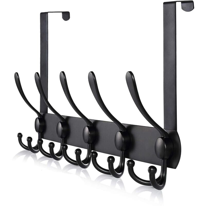 foto del prodotto snq appendiabiti da porta, ganci da porta in acciaio inox per camera da letto, bagno, cucina nero, 15 ganci, 4,5 cm 