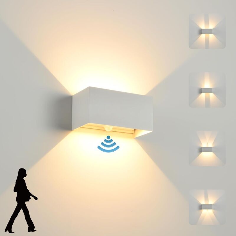 foto del prodotto snq applique a led per interni esterni con sensore di movimento, 24 w, applique per esterni impermeabile ip65, bianco caldo 3000 k, angolo del
