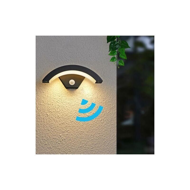 foto del prodotto snq applique da parete moderna a led per esterni con sensore di movimento 24w 550lm, illuminazione per esterni a forma di u grigio antracite ip65