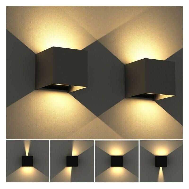 foto del prodotto snq applique da parete per esterni a led da 12 w, 10 10 10 cm, con angolo di fascio regolabile, lampada da parete per interni, nera, per