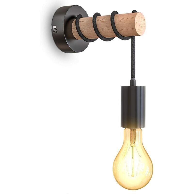 foto del prodotto snq applique da parete vintage retr in legno e metallo e27, decorazione per interni, per corridoio, casa, bar, caffetteria, senza lampadina.