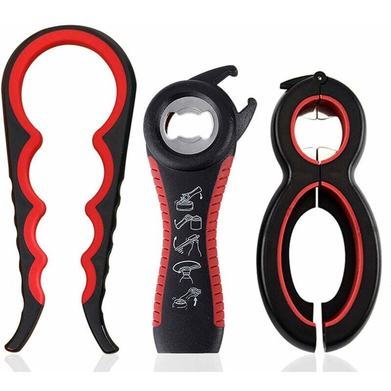 foto del prodotto snq apribottiglie, apriscatole da 3 pezzi, apriscatole multifunzione 4 in 1, 5 in 1 e 6 in 1, apriscatole multifunzione per bambini, anziani e