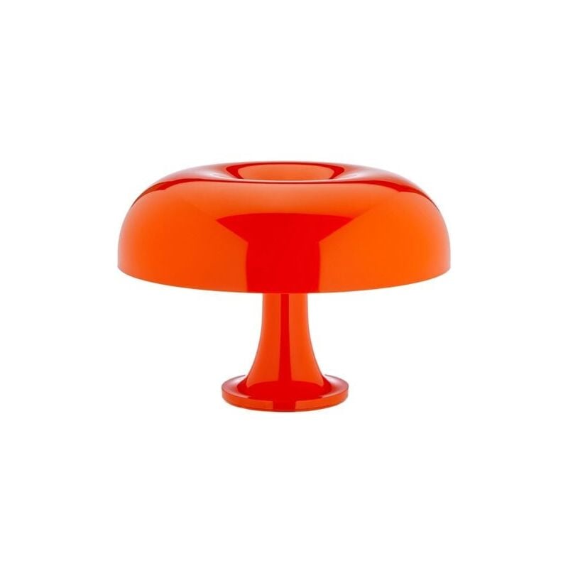 foto del prodotto snq arancia. lampada da tavolo con paralume. apparecchio di illuminazione in policarbonato a luce diffusa. made in italy classe energetica a 