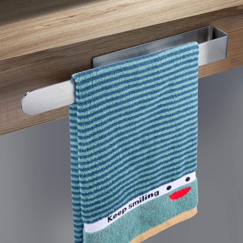 foto del prodotto snq argento 1 pezzo portasciugamani senza foratura portasciugamani da bagno autoadesivo resistente da 32 cm portasciugamani da parete