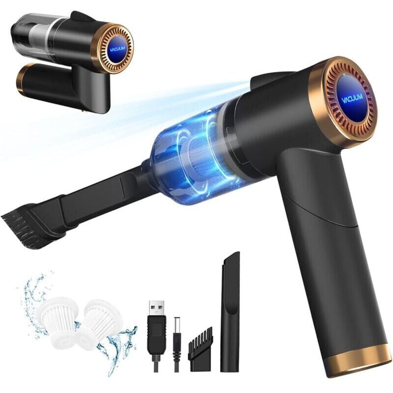 foto del prodotto snq aspirapolvere portatile senza fili, 9000pa 120w mini potente 4000mah ricaricabile, con filtro led aspirapolvere da tavolo usb per casa auto