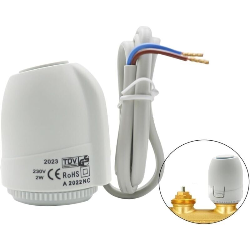 foto del prodotto snq attuatore termico elettrico da 2 w, collettore chiuso, valvola termostatica impermeabile ip54 per riscaldamento a pavimento, per sistema di