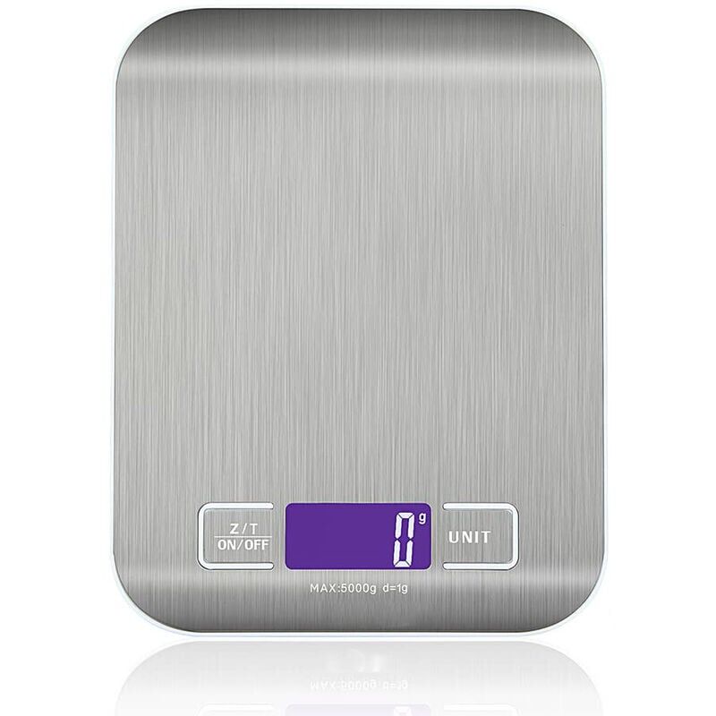 foto del prodotto snq balance de cuisine lectronique de haute pr cision 5000g 1g avec cran lcd r tro clair , 6 unit s et fonction tare acier inoxydable, smart
