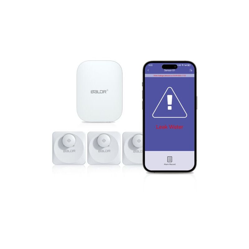 foto del prodotto snq baldr alarme de fuite d eau, alarme intelligente de t l phone portable, d cibel 100db, appel dans toute la maison, inspection intelligente