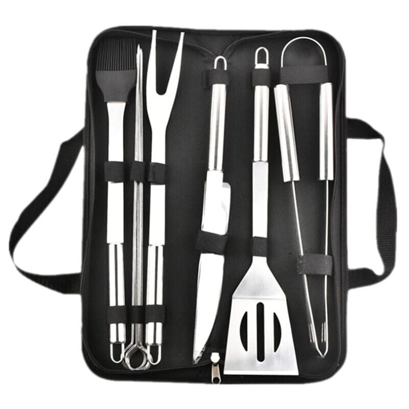 foto del prodotto snq bbq grill set kit di accessori per barbecue a gas e a carbone, set di utensili da cucina professionali in acciaio, con custodia