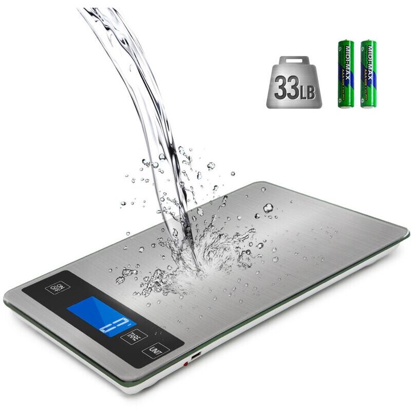 foto del prodotto snq bilancia da cucina elettronica, bilancia alimentare digitale di precisione da 1 g in acciaio inossidabile, capacit 15 kg 33 libbre,