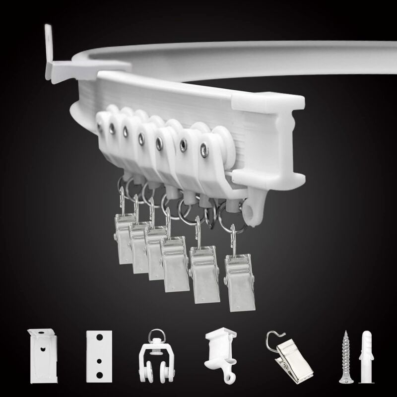 foto del prodotto snq binario per tende flessibile da soffitto, pieghevole, staffa da parete per soffitto, sistema di binario per tende curvo da 10 piedi, per camper