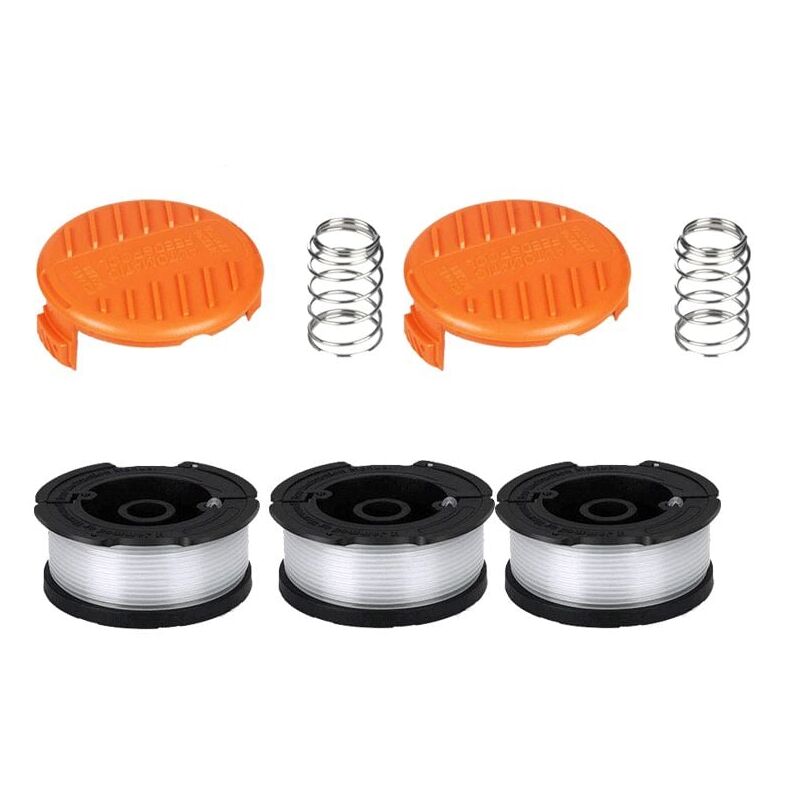 foto del prodotto snq bobina per decespugliatore black decker, bobina da 0,2 cm 3 fili, 2 cappucci, 2 molle 
