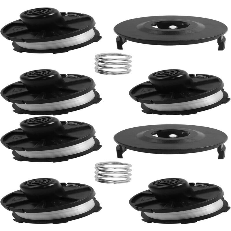 foto del prodotto snq bobine di ricambio per tosaerba mufushan, accessori per dur181, dur141, dur180z, dur181z 6 bobine 2 coperture 2 molle 